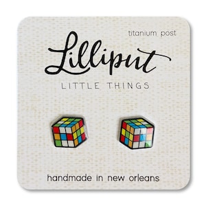 Retro Puzzle Cube Earrings