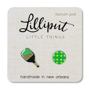 Pickleball Earrings: Racket & Ball, Titanium Post