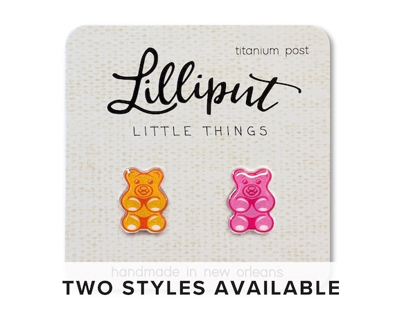 Gummy Bear Earrings: Colorful Acrylic Candy Earrings, Titanium Posts