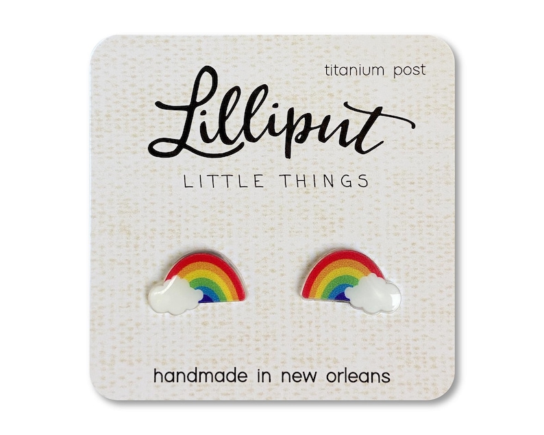 Pendientes de nube arcoíris: postes de titanio, Pride Jewelry imagen 1