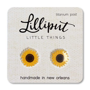 Sunflower Earrings: Titanium Post, Summer Floral Studs