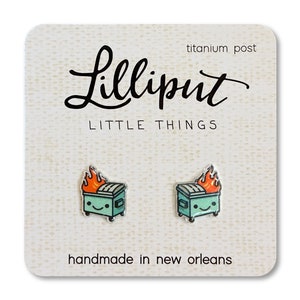 Kawaii Dumpster Fire Earrings // Funny Earrings // This Is Fine // Political Satire Earrings // Liberal Gift // Democrat // Meme Earrings
