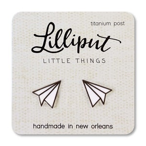 Paper Airplane Stud Earrings: Titanium Posts, Hypoallergenic