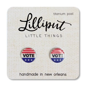 Vote Earrings: Titanium Post, Hypoallergenic Jewelry