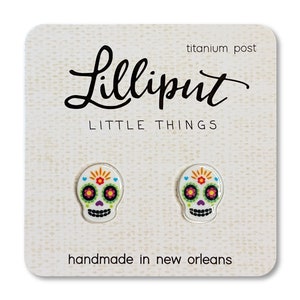 NUEVOS Aretes de Calavera de Azúcar // Joyas Coloridas de Calavera de Azúcar // Lindos Aretes de Titanio de Calavera de Azúcar // Día de Muertos