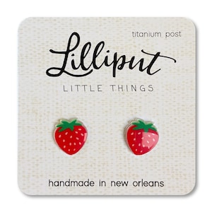 Strawberry Earrings // Fruit Earrings // Titanium Earrings // Novelty Earrings // Summer Earrings // Titanium Studs // Strawberry Studs