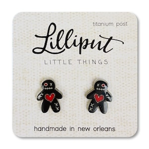 Voodoo Doll Earrings: Spooky Witchy Titanium Jewelry