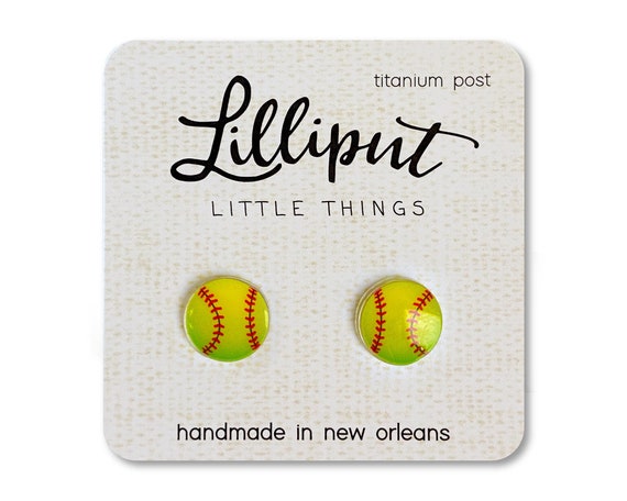 Softball Mini Stud Earrings Softball Mini Stud Earrings