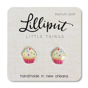 Birthday Cupcake Earrings // Vanilla Sprinkle Cupcake Earrings // Cute Cupcake // Birthday Gift // Birthday Party