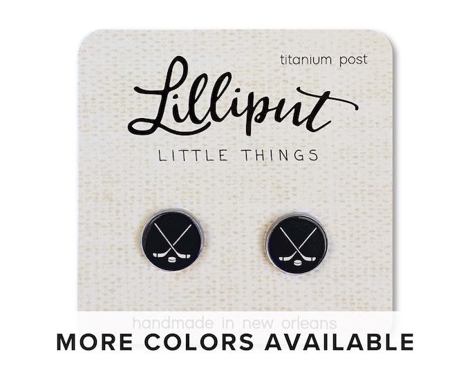 Hockey Earrings: Titanium Post, Sports Jewelry