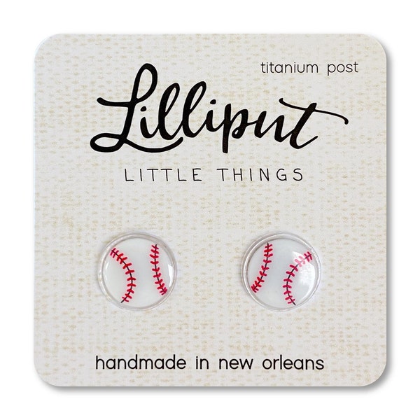 Baseball Earrings // Baseball Studs // Titanium Baseball Stud Earrings // Baseball Jewelry