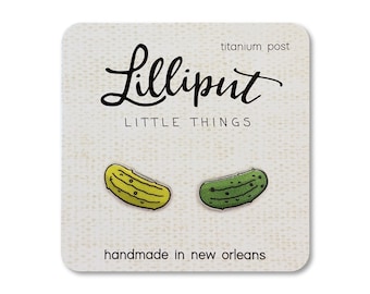 Pickle Stud Earrings: Mismatched Quirky Novelty Earrings