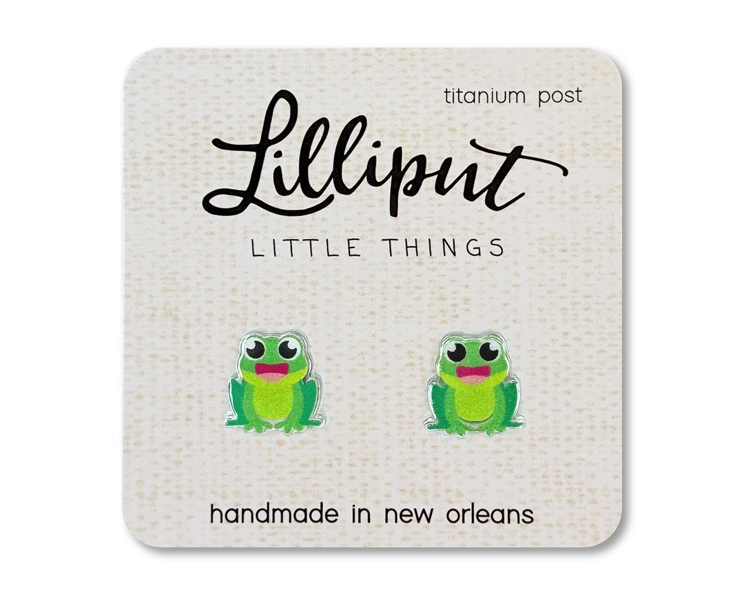 Kawaii Frog Earrings: Quirky Waterproof Titanium Post Earrings