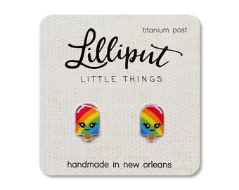 Rainbow Popsicle Earrings: Quirky Kawaii Acrylic Earrings