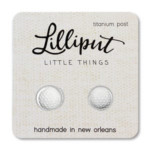 Golf Ball Earrings: Titanium Post, Sports Jewelry