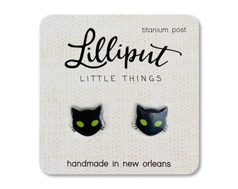 Spooky Black Cat Earrings // Witchy Jewelry // Black Cat Studs // Witchy Earrings // Spooky Earrings // Spooky Jewelry