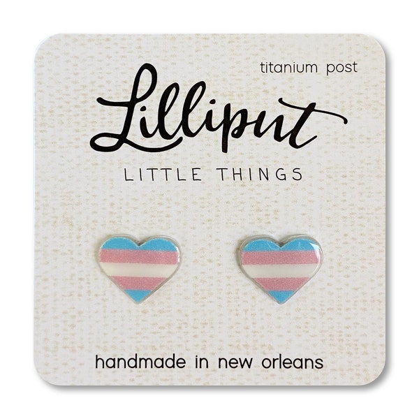 Trans Pride Heart Earrings // Transgender Pride Earrings // Pride Jewelry // Pride Gift // LGBTQ Earrings