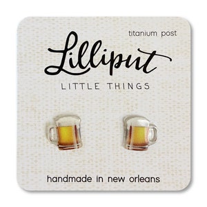 Beer Mug Earrings: Titanium Post, St. Patrick&#39;s Day Gift