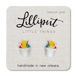 Rainbow Snoball Earrings: New Orleans Jewelry, Titanium Post