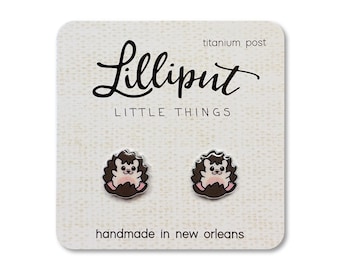 Kawaii Hedgehog Stud Earrings: Hypoallergenic Titanium Posts