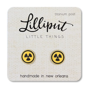 Radiation Symbol Earrings: Titanium Post, Rad Tech Gift image 1