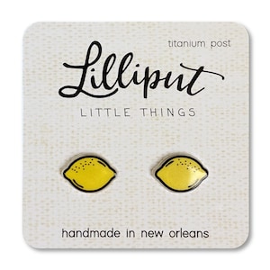 Lemon Earrings // Yellow Lemon Earrings // Fruit Earrings // Cute Lemon Earrings // Titanium Earrings // Stud Earrings // Fruit Jewelry