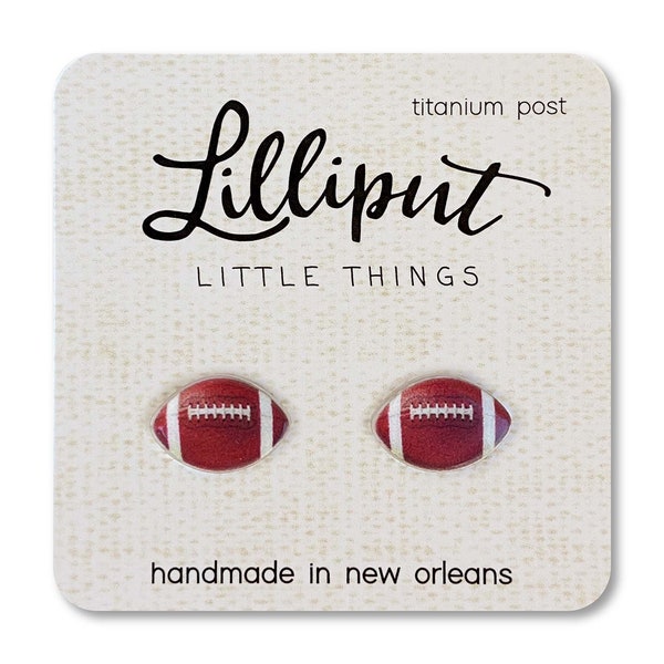 Football Earrings // Football Studs // Brown Football // Sports Earrings