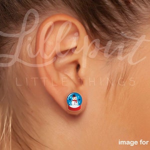Snowman Snow Globe Earrings: Titanium Christmas Holiday Earrings image 2
