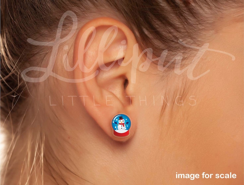 Snowman Snow Globe Earrings: Titanium Christmas Holiday Earrings image 2