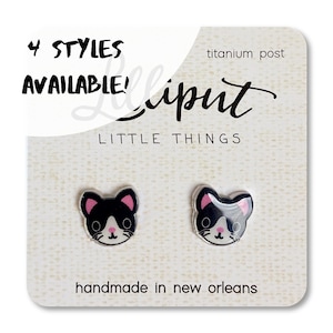 Cute Kitty Cat Earrings // Kawaii Cat Earrings // Fun Earrings // Cute earrings // Titanium Earrings // Stud Earrings