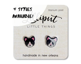 Cute Kitty Cat Earrings // Kawaii Cat Earrings // Fun Earrings // Cute earrings // Titanium Earrings // Stud Earrings