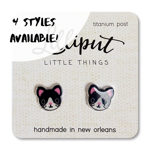 Cute Kitty Cat Earrings // Kawaii Cat Earrings // Fun Earrings // Cute earrings // Titanium Earrings // Stud Earrings