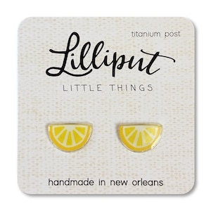 Lemon Wedge Earrings // Lemon Slice Earrings // Fruit Earrings // Fun Earrings // Cute earrings // Titanium Earrings // Stud Earrings image 1