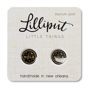 NOLA Water Meter Earrings // Black and Gold Earrings // New Orleans Earrings // New Orleans Jewelry // Nola Earrings