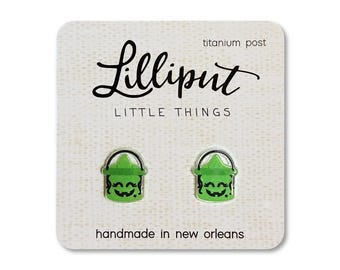 Retro Halloween Treat Bucket Earrings: Titanium Posts