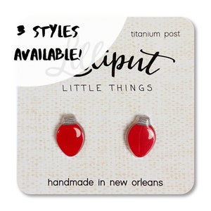Christmas Light Bulb Earrings: Titanium Posts, Holiday Jewelry