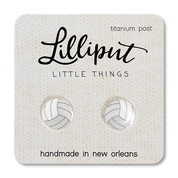 Volleyball Stud Earrings: Titanium Posts, Sports Jewelry