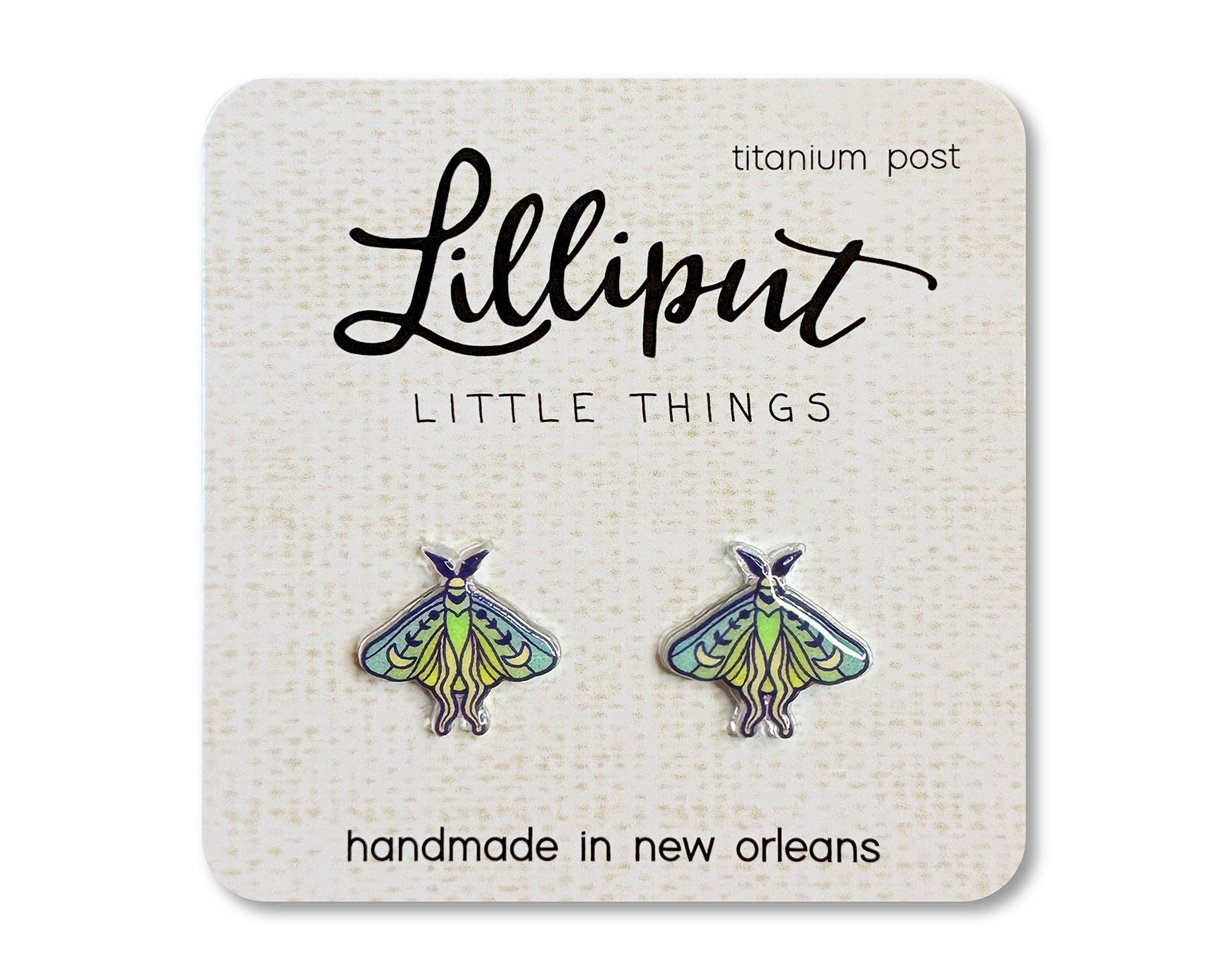 Luna Moth Earrings: Whimsical Insect Jewelry, Titanium Posts
