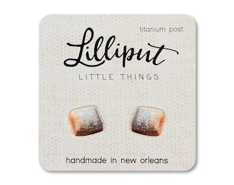 Beignet Earrings // New Orleans Earrings // NOLA Gift // Miniature Food