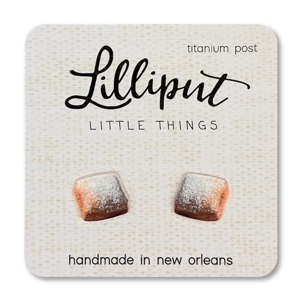 Beignet Earrings // New Orleans Earrings // NOLA Gift // Miniature Food