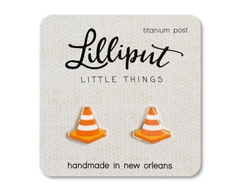 Traffic Cone Earrings // Weirdcore // Construction Cone // Quirky Earrings // Novelty Earrings // Orange Cone Earrings // New Orleans