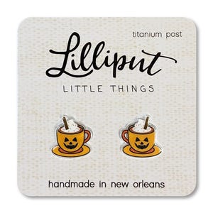 Pumpkin Spice Latte Earrings: Titanium Post Fall Jewelry
