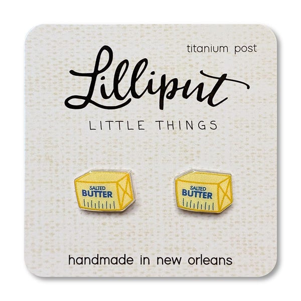Quirky Butter-oorknopjes: titanium stiften, hypoallergeen
