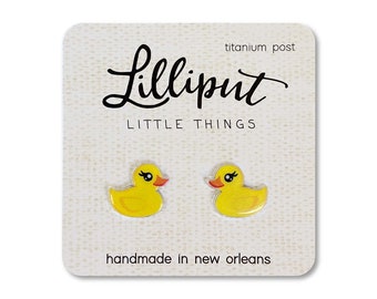 Rubber Ducky Earrings // Yellow Duck Earrings // Cute Duck Studs // Kawaii Duck Earrings