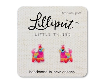 Piñata Earrings, Mexican Jewelry, Titanium Post