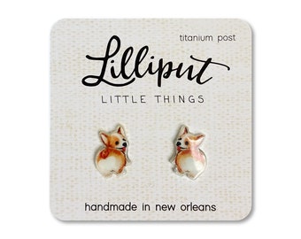 Corgi Butt Earrings: Titanium Post Dog Lover Gift