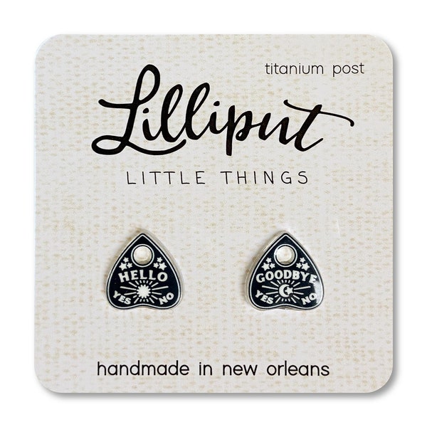 Witchy Planchette Earrings: Gothic Spooky Jewelry, Titanium Post