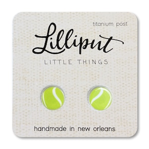 Tennis Ball Earrings // Green Tennis Ball Earrings // Tennis Jewelry // Sports Earrings // Titanium Earrings // Tennis Player Gift