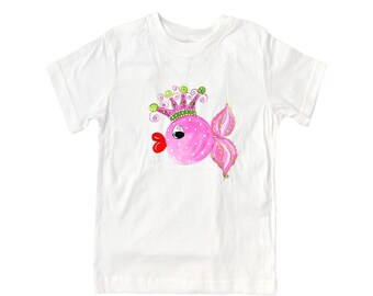 Girls Princess Fish (Pink) Tee Shirt