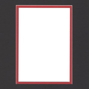 Pack of (2) 22x28 Double Acid Free White Core Picture Mats cut for 18x24 Pictures in Black and Real Red